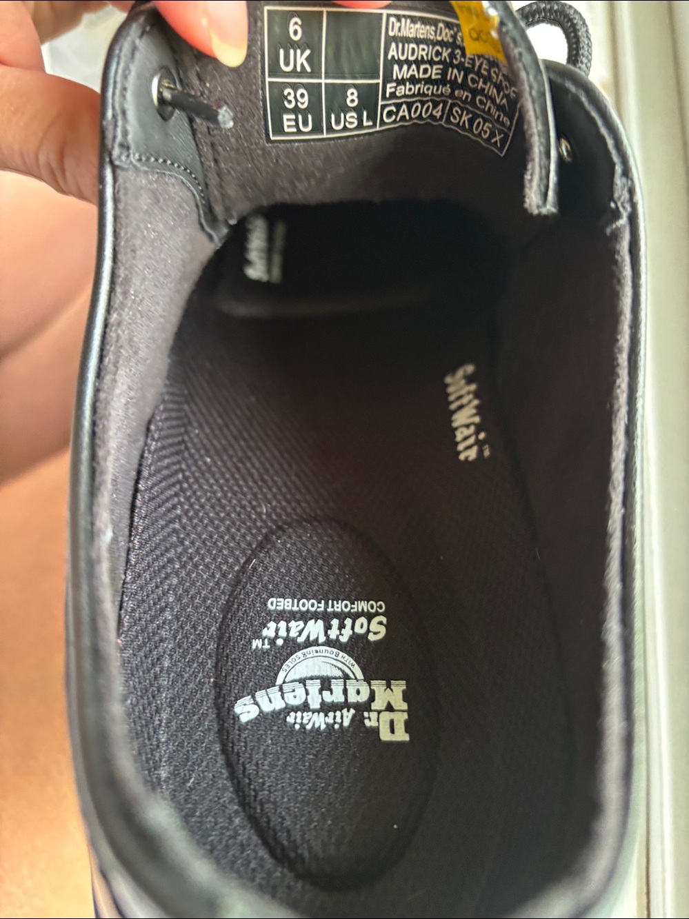 Dr. Martens Black Leather Platform Derby Shoes with Yellow Stitching - Picture 11 of 12